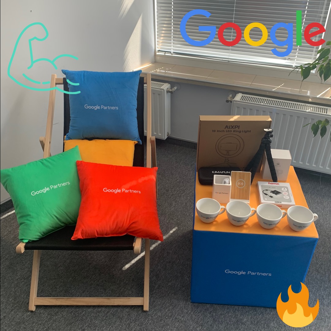 Pozycjonusz - Google Partners, leżak biurowy z poduszkami